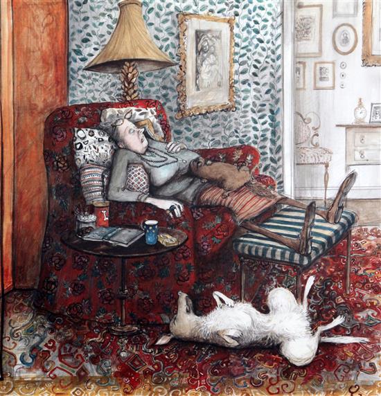 Sue Macartney-Snape (1957-) Queen of The Castle; The Gentle Art of Persuasion and The Siesta 58 x 47cm and 49 x 48cm